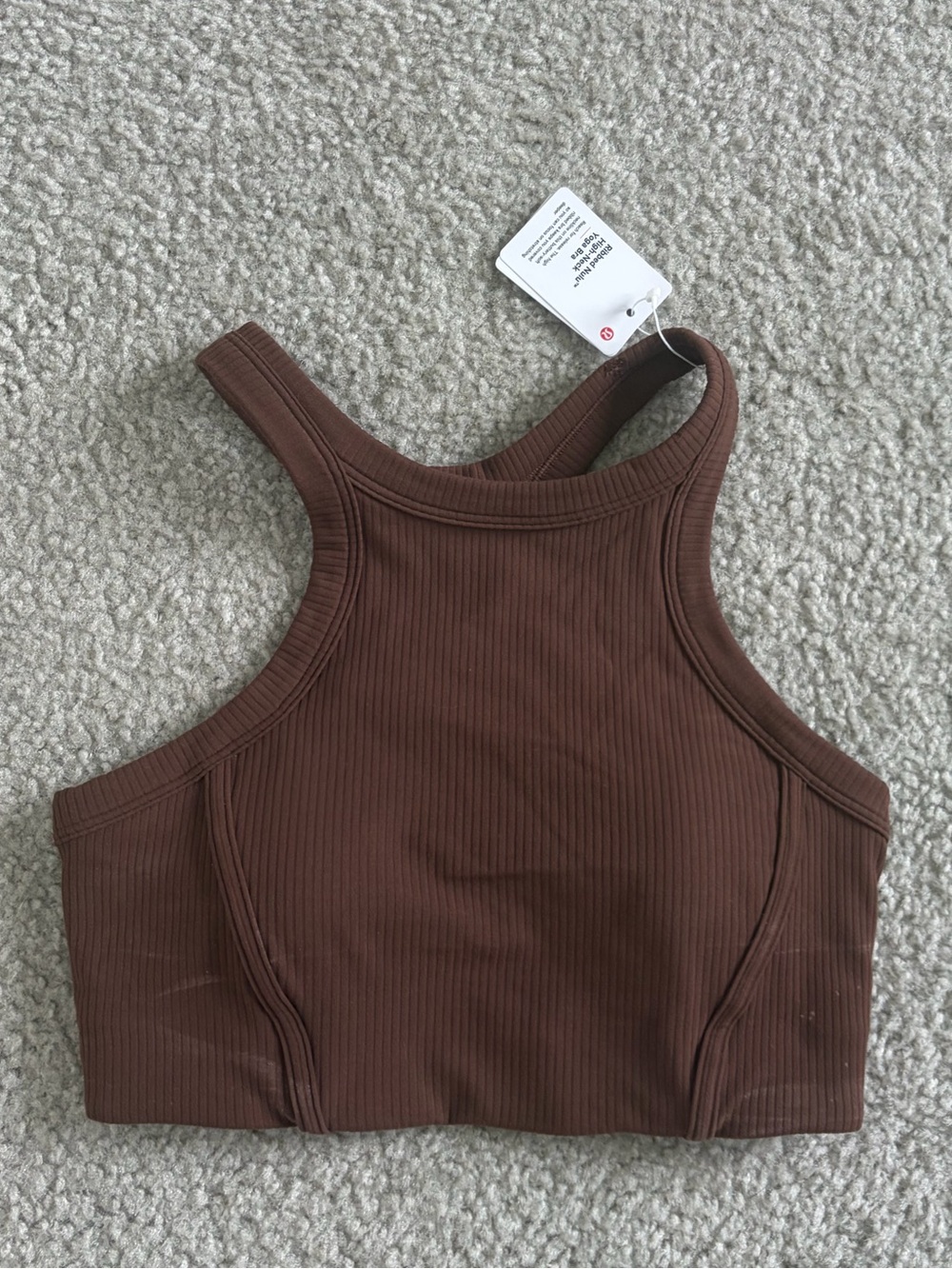 Lululemon Brown Ribbed Nulu High-Neck Yoga Bra